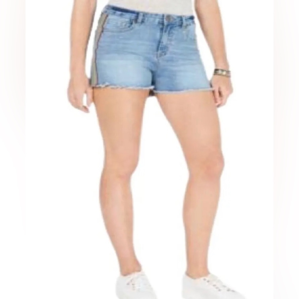 Dollhouse High waist Denim Rainbow Stripe Cutoff Shorts